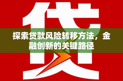 横沥探索贷款风险转移方法，金融创新的关键路径
