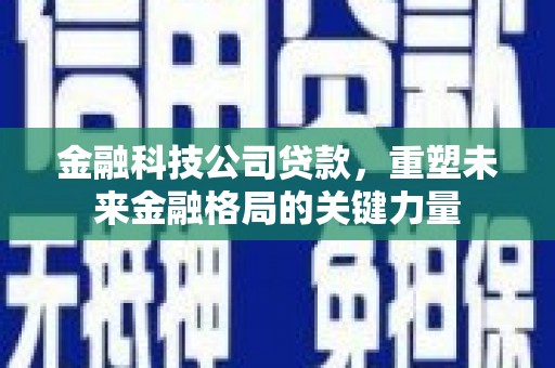 横沥金融科技公司贷款，重塑未来金融格局的关键力量