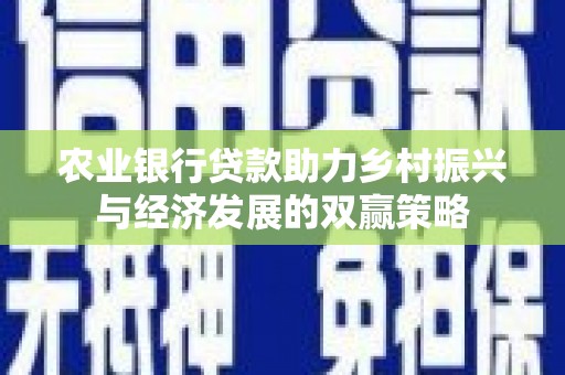 横沥农业银行贷款助力乡村振兴与经济发展的双赢策略