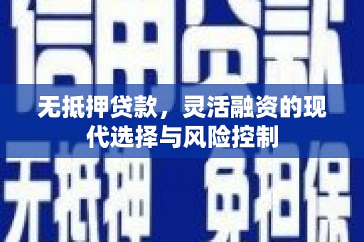 横沥无抵押贷款，灵活融资的现代选择与风险控制