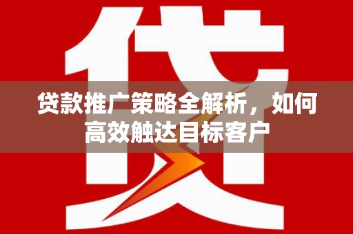 横沥贷款推广策略全解析，如何高效触达目标客户