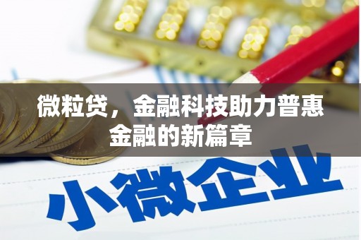 横沥微粒贷，金融科技助力普惠金融的新篇章