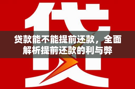 横沥贷款能不能提前还款，全面解析提前还款的利与弊